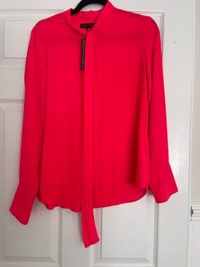 Banana Republic Women's Bright Pink Tie-Neck Blouse